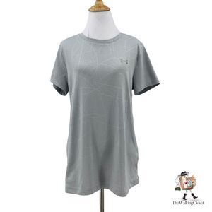 Under Armour Tech Defense Jacquard Shirt Womens L Large Ash Gray Athletic Tee